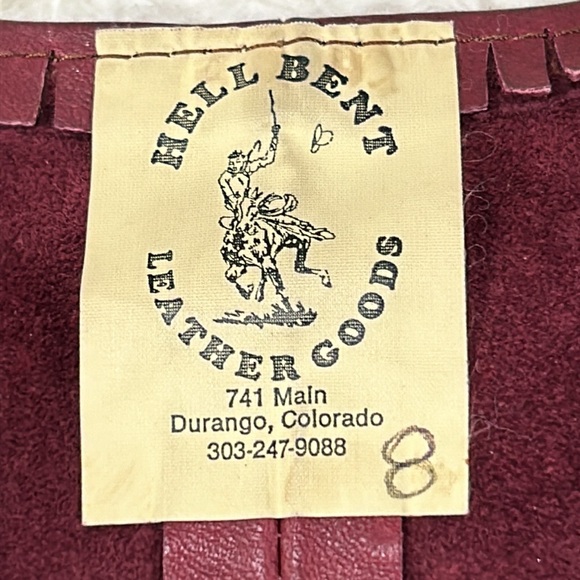 Hell-bent leather goods vintage 70s/80s burgundy, suede leather vest small - Picture 4 of 7